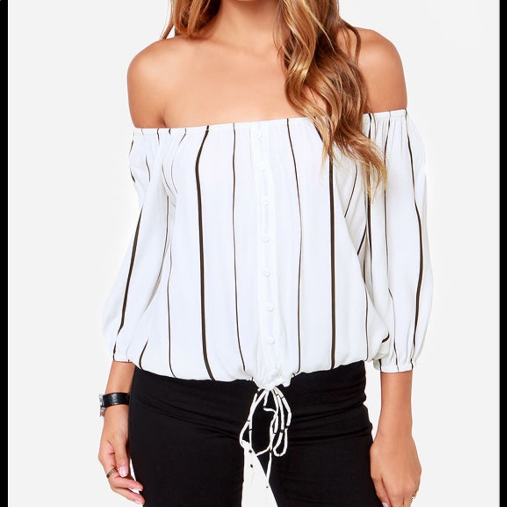 Faithfull the Brand Off the Shoulder Striped Top